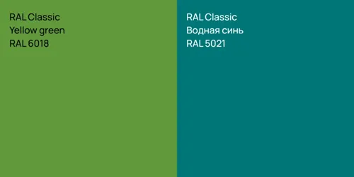 RAL 6018  Yellow green vs RAL 5021 Водная синь