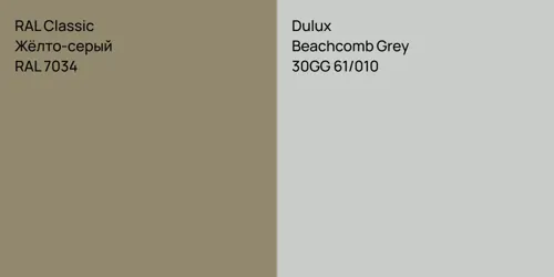 RAL 7034 Жёлто-серый vs 30GG 61/010 Beachcomb Grey
