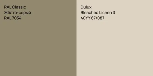RAL 7034 Жёлто-серый vs 40YY 67/087 Bleached Lichen 3