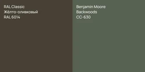 RAL 6014 Жёлто-оливковый vs CC-630 Backwoods