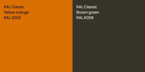 RAL 2000  Yellow orange vs RAL 6008  Brown green