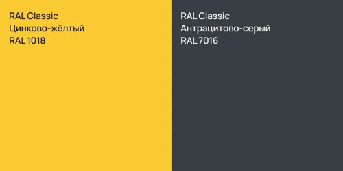 RAL 1018 Цинково-жёлтый vs RAL 7016 Антрацитово-серый