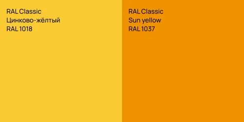 RAL 1018 Цинково-жёлтый vs RAL 1037  Sun yellow