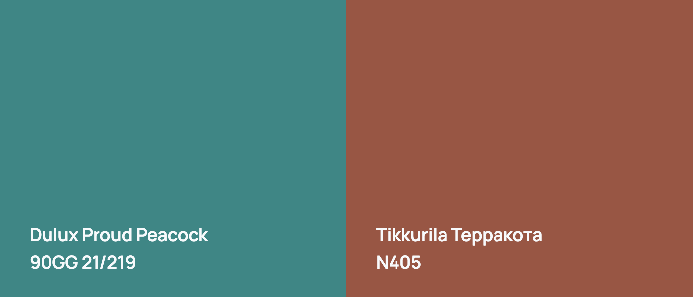 Dulux Proud Peacock 90GG 21/219 vs Tikkurila Терракота N405