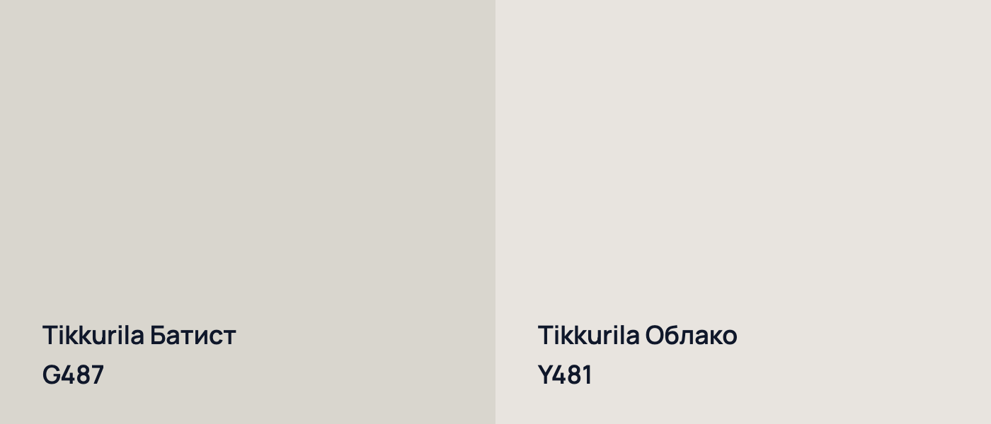 Tikkurila Батист G487 vs Tikkurila Облако Y481