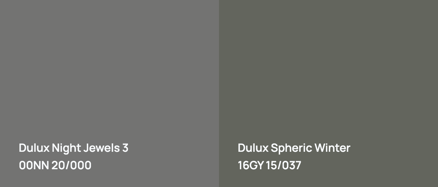 Dulux Night Jewels 3 00NN 20/000 vs Dulux Spheric Winter 16GY 15/037