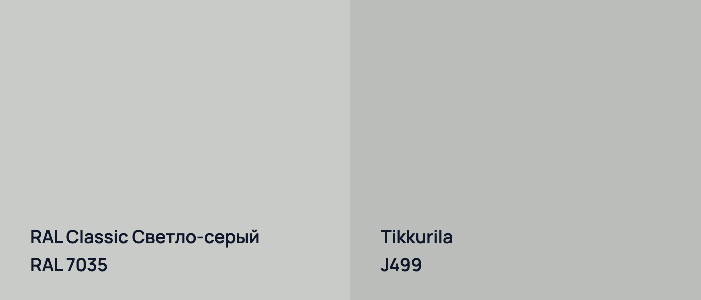 RAL Classic Светло-серый RAL 7035 vs Tikkurila  J499