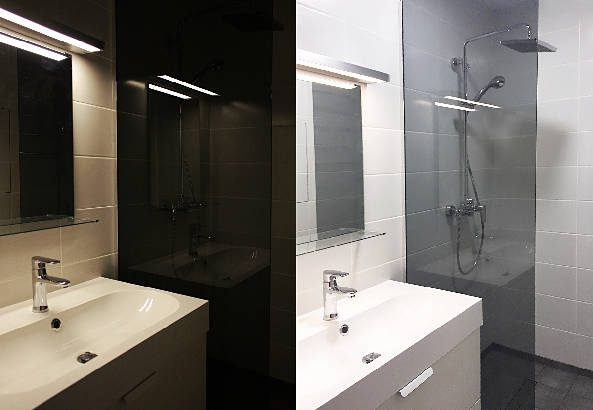 Матовая плитка Cersanit Pandora молочного оттенка. Освещение - IKEA Фуллен. Тумба - IKEA Годморгон. Смеситель Bravat (Германия).