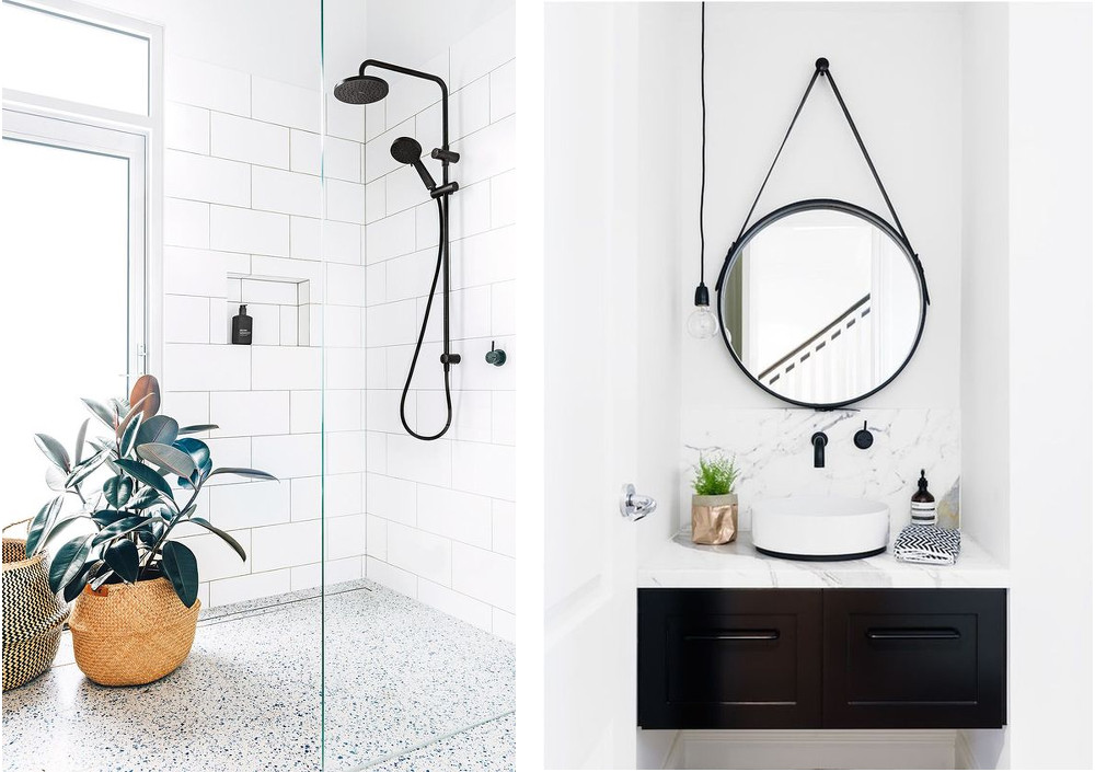 Пример ванных комнат с чёрными смесителями