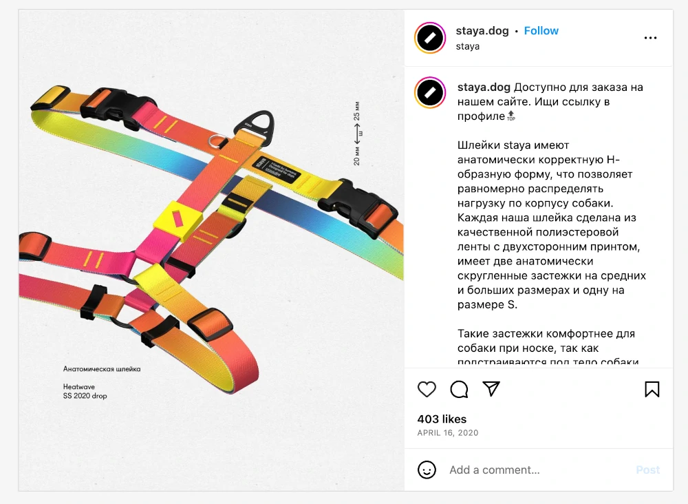 Цветные шлейки для собак Staya