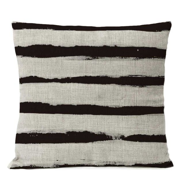 Льняной чехол на подушку в полоску