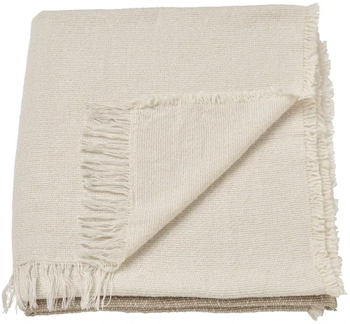 Плед серо-бежевый с бахромой ИКЕА ГУННЕМОР