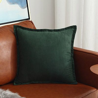 Темно-зеленая наволочка из искусственной замши